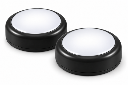 two black puck lights