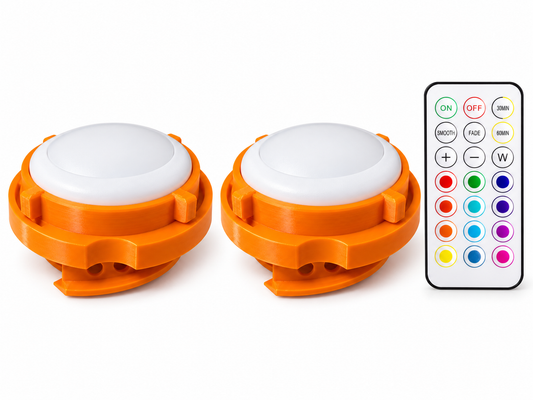 two orange lid lights with remote