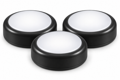 three black puck lights