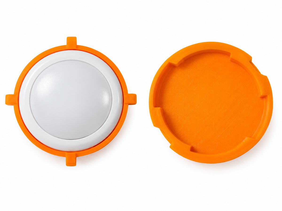orange lid light top & bottom half view