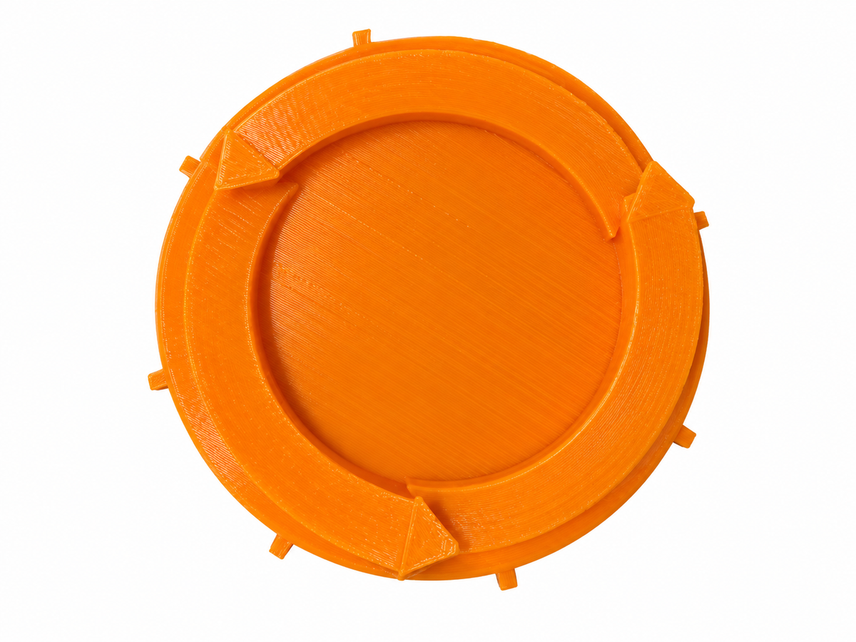 bottom view orange puck light mount