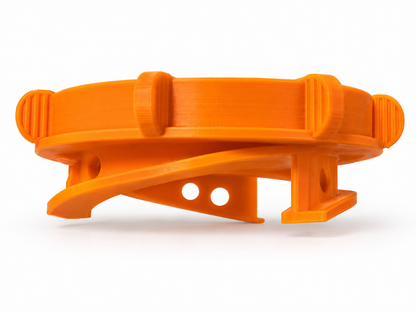 side view orange puck light mount