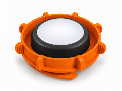 orange puck light mount with black puck light