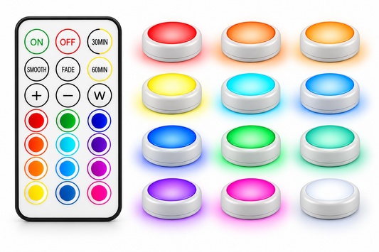 remote control with 12 different colored lights